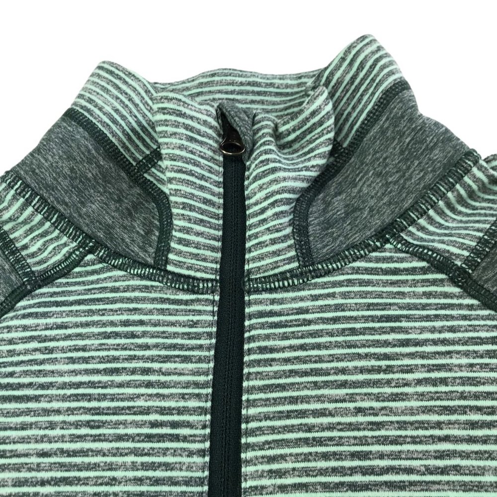 Lululemon Half-Zip 1/2 Zip Pullover Stretchy Striped. Size Women's 6 Green Gray - Picture 9 of 12